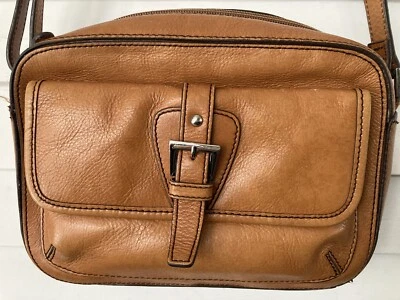 "Bolso Bandolera Vintage ETIENNE AIGNER Cuero Coñac Cartera Pequeña Cremallera 6"" x 10""" Foto 1 de 4