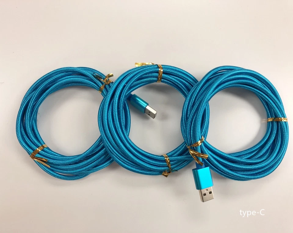 Paquete de 3 cables de carga cargador de sincronización de datos USB trenzado de nailon tipo C de 10 pies Foto 1 de 4