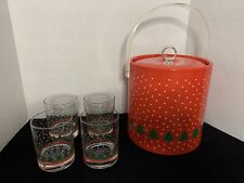 Vintage Winterland Christmas Ice Bucket & 4 Glasses by Libbey