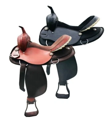 Cómoda silla de montar híbrida Western Trail de cuero de 14" a 18" para caballo Foto 1 de 3