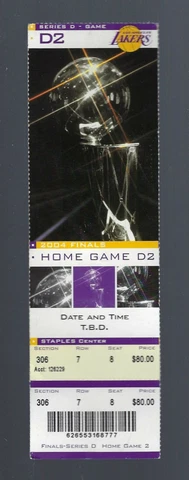 KOBE BRYANT 3 POINTER to TIE 2004 NBA FINALS PISTONS @ LAKERS FULL TICKET GAME#2 Cover
