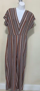 NEW ZARA WOMEN STRIPED RUSTIC JUMPSUIT Multicolor Size S #C798 4215 308 116 - Picture 1 of 6