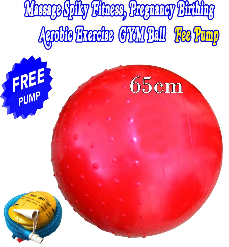 YOGA BALL 65cm GYM MASSAGE SPIKY FITNESS EXERCISE AEROBIC  FREE PUMP  - Image 1 of 1