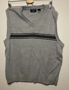 Trader Bay Men’s Gray Sweater Vest with Stripes 100% Cotton Size LARGE - Picture 1 of 5