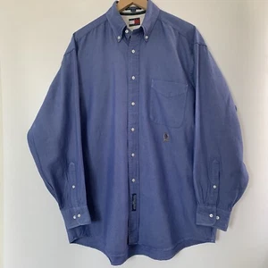 Tommy Hilfiger Shirt Mens Extra Large Blue Button Up Long Sleeve Casual - Picture 1 of 19
