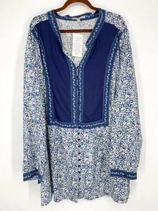 NEW Woman Within women's size 5X Floral Popover Tunic Shirt peasant top - Picture 1 of 11