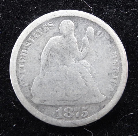1875-S Seated Liberty Dime San Francisco Mint 90% Silver US Coin Cover