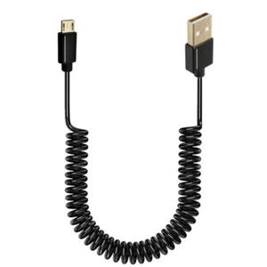 USB 2.0 A to Micro B 5Pin Data Charging Coiled Cable - Picture 1 of 9