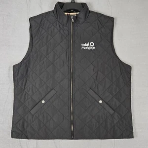Brooks Brothers Qulited Vest Mens XL Black Full Zip Pockets Company Logo - Picture 1 of 10