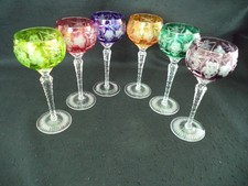 6 cut crystal stems hock wines goblets Nachtmann Traube pattern 8.25in 8oz