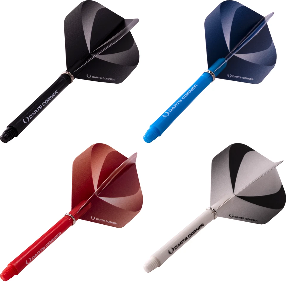 Darts Corner | 5 Sets (15) Dart Flights + Nylon Dart Stems Shafts Combo Set - Image 1 of 1