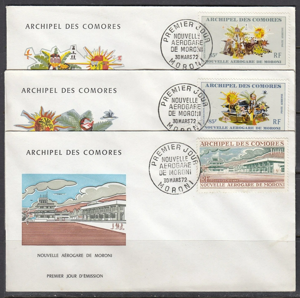 Comoro Islands Scott C39-41 FDC - New Airport in Moroni - Image 1 of 1
