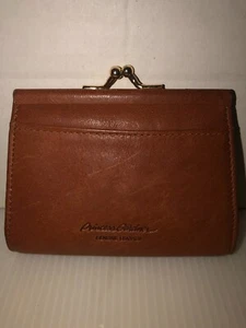 Vintage Princess Gardner Genuine Brown Leather Kiss Lock Ladies Change Purse - Picture 1 of 6