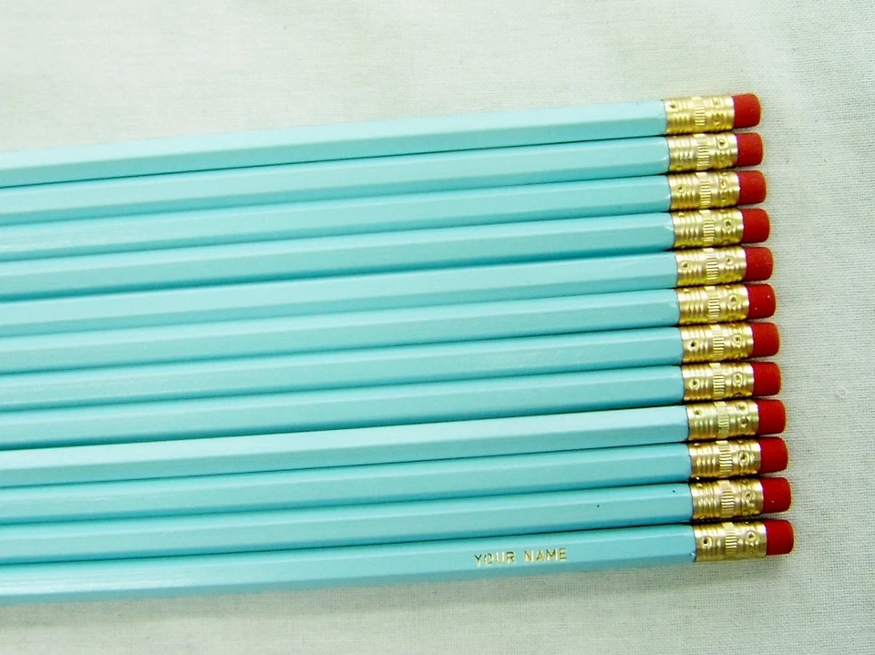 24 lápices personalizados hexagonales "azul pastel" Foto 1 de 1