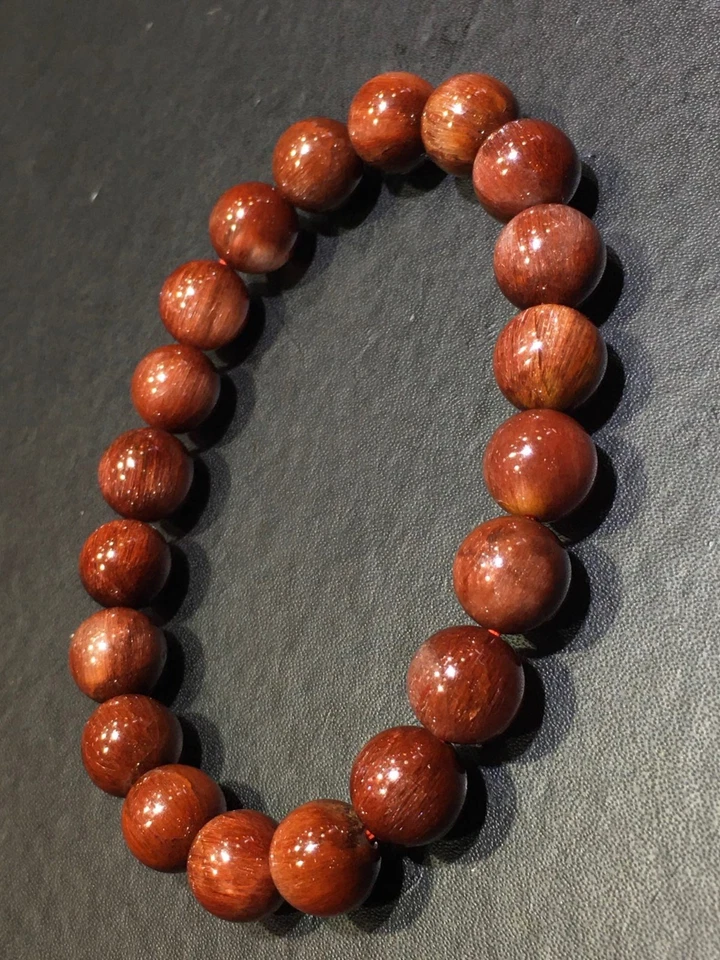9.5mm Natural Red hair Rutilated Quartz Crystal Beads Bracelet - Image 1 of 4
