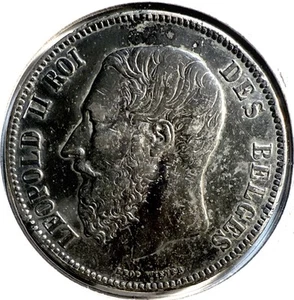Belgio Leopold II  Roi Des Belges 5 Franchi 1871 - (37-3/OZI) - Picture 1 of 3