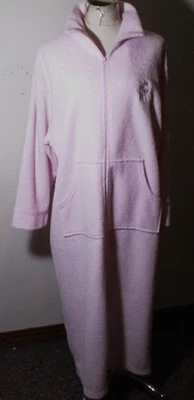 MISS ELAINE 女式粉色保暖全拉链家居外套 L 码 — 第 1/4 张图片