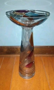 Gorgeous Colorful Hand Blown Painted Mosaic Art Stained Glass Centerpiece Vase  - Picture 1 of 18