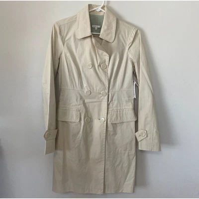 NWT Vince Cream Tan Fitted Peacoat Utility Duster Jacket Sage Lining Size 6 - Image 1 of 4