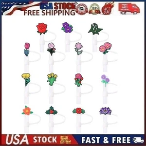 15 Pack Colorful Flowers Straw Toppers, fits 30 & 40oz (10mm) Tumblers - Picture 1 of 11