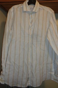 BROOKS BROTHERS WEISS/BEIGE IRISCHES LEINEN REGENT PASSFORM ORIGINAL HEMD NEU MIT ETIKETT M - Bild 1 von 8