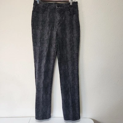 Pantalones de mezclilla para mujer Jones New York talla 6 Lexington rectos grises con estampado de serpiente elásticos Foto 1 de 4