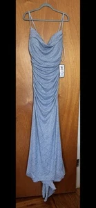 B Darlin Plus Light Blue Glitter Gown Long Dress Size 14 W - Picture 1 of 9
