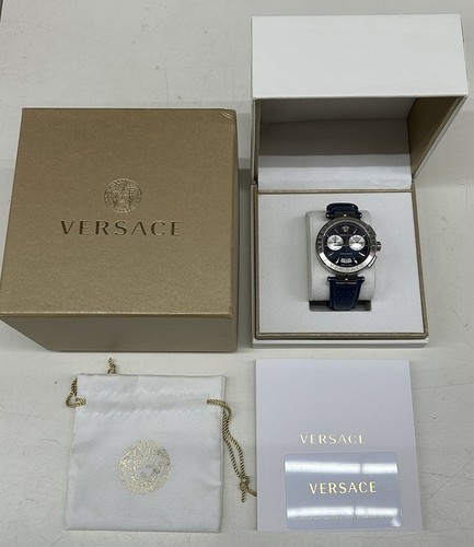 Orologio Uomo Versace Aion Cronografo Quarzo Blu VE1D00819 con Borsa Portaoggetti Scatola