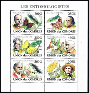 Comoras 2008 MNH 6v SS, entomólogos, aracnología, mariposas, Scott #1054 - Imagen 1 de 1