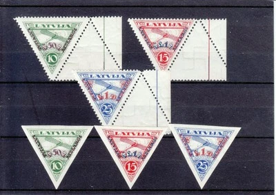 LATVIA  1931  AIR  MAIL   Mi 190 A-192 A, 190 B - 192 B    MNH** - Image 1 of 2