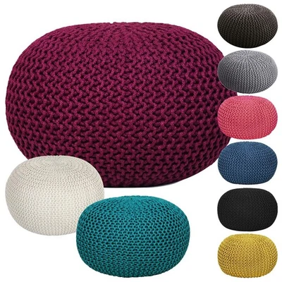 Pouf PREMIUM ø45cm Sitzhocker Strickpouf Innen Terrasse Pool Garten vegan - Bild 1 von 4