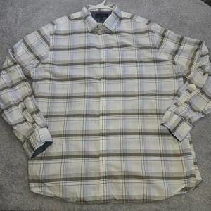 Camisa con botones Banana Republic para hombre XL blanca azul elástica suave estándar a cuadros - Imagen 1 de 10