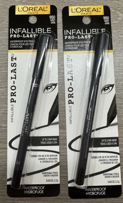 2 L'Oreal LOREAL Infallible PRO LAST WATERPROOF EYELINER EYE PENCIL 950 GREY NEW - Image 1 of 3
