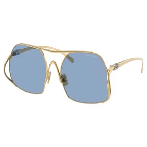 MIU MIU Sunglasses Gold Metal Square New MUA55S 5AK30U Blue Lens Oversized - Picture 1 of 7