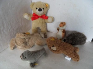 Lote de 6 Steiff Lote de 6 Steiff Conejo, erizo, oso, foca, hámster, oso con - Imagen 1 de 7