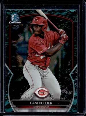 2023 Bowman Draft Cam Collier Chrome Prospect Aqua Lunar Crater Refractor #/125 - Image 1 of 2