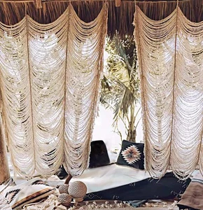 Macrame Curtain Boho Curtain Doorway Window Wall Decor Fiber Yarn Art Craftsm... - Picture 1 of 7