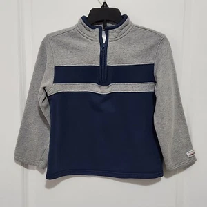 Janie And Jack Boys 6 Colorblock Stripe Gray Blue 1/4 Zip Fleece Sweatshirt - Picture 1 of 8