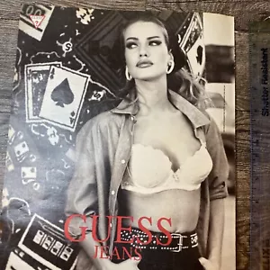 Stampa jeans vintage Guess Ad Ellen Von Unwerth Karen Mulder modello 1992 - Foto 1 di 5