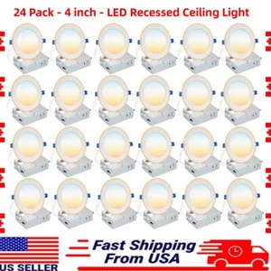 24 Pack 4 Inch LED Ceiling Lights with Night Light - 9W Canless Ultra Thin Wafer - Picture 1 of 21