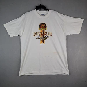 VINTAGE Michelob Light Shirt Mens XL Logo White 1997 Short Sleeve Graphic Tee - Picture 1 of 10