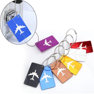 7x Metall Trolley Gepäckanhänger Koffer Anhänger Gepäck Schild Namensschild Set - Bild 1 von 4