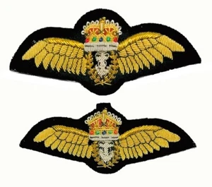 BRITISH ROYAL NAVY FLEET AIR ARM BULLION WIRE PILOT KING OR QUEEN CROWNS WINGS - Picture 1 of 16