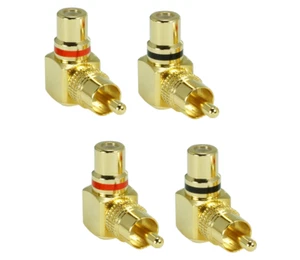4X Premium Rca Adaptador de Ángulo Conector Rca A Acople Rca - Imagen 1 de 2