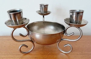 Silver Metal Candelabra/Multi-Arms-3 Small Ones Around Bigger.H-10cm/W-180g.Cute - Picture 1 of 11