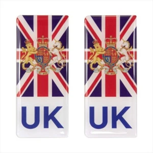 2x 98x42 mm Reino Unido Escudo de Armas Bandera Número Placa 3D Gel Cúpula Pegatinas Calcomanía Insignia - Imagen 1 de 2