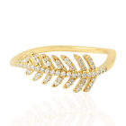 18K Yellow Gold Pave Diamond Statement Band Ring Women Fine Jewelry