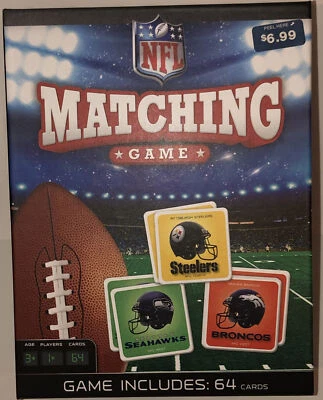 NFL Matching Game 64 Cards New Sealed Masterpieces Inc Kids Football 32 Sets - Image 1 of 4