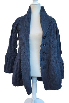 Cárdigan Joelle 100 % lana Diane von Furstenberg suéter manga campana talla S Foto 1 de 4