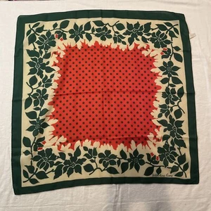 Beautiful VALENTINA FIORE Floral Scarf Red And Green Floral Polka Dot - Picture 1 of 8